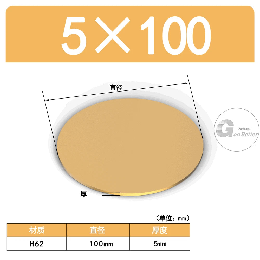 H62 Brass Solids Discs Blanks Metal Round Sheets OD10mm to 200mm Thick 5mm 6mm