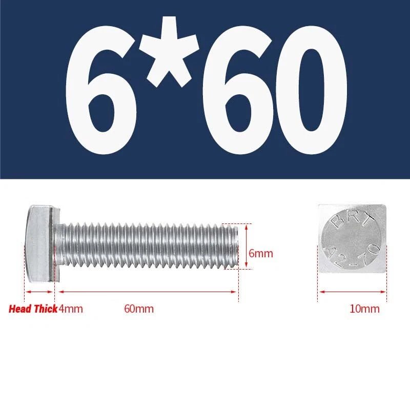 Square Head Bolts M4 M5 M6 M8 M10 M12 — A2 304 Stainless Steel, Multiple Lengths - HomeDIYer