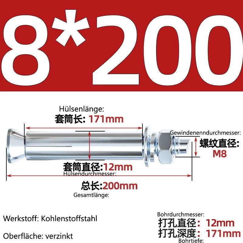 Sleeve Anchor Expansion Bolts for Concrete – Galvanised Carbon Steel M6 to M20 - HomeDIYer