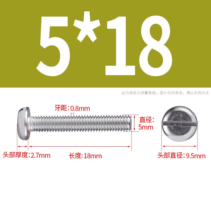 M4 M5 M6 M8 M10 A2 Stainless Steel Machine Screws - Slotted Pan Head Bolts DIN85