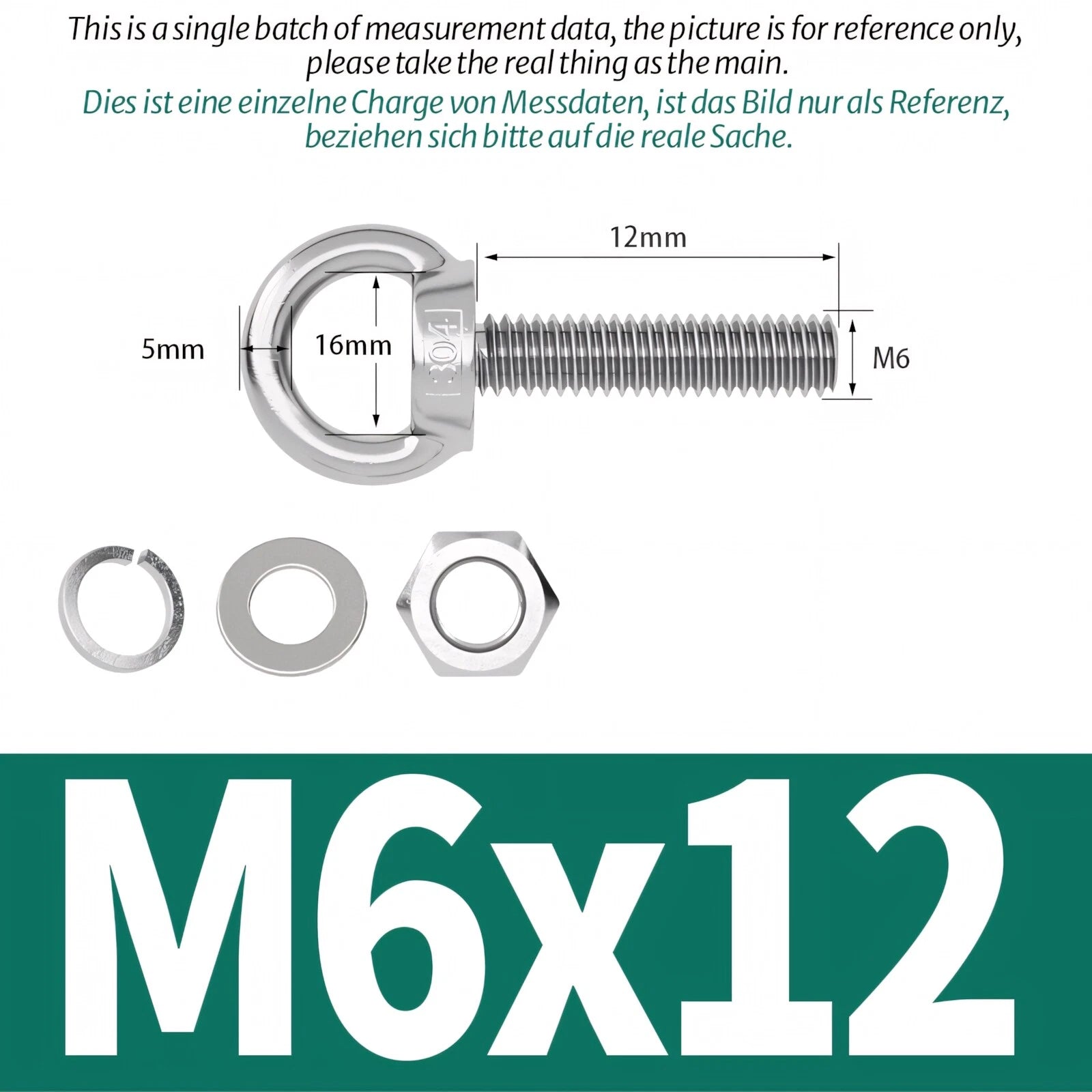 M3 M4 M5 - M20 Eye Bolts Kit Screws Nut Washer Long Boat Stainless Steel A2 304