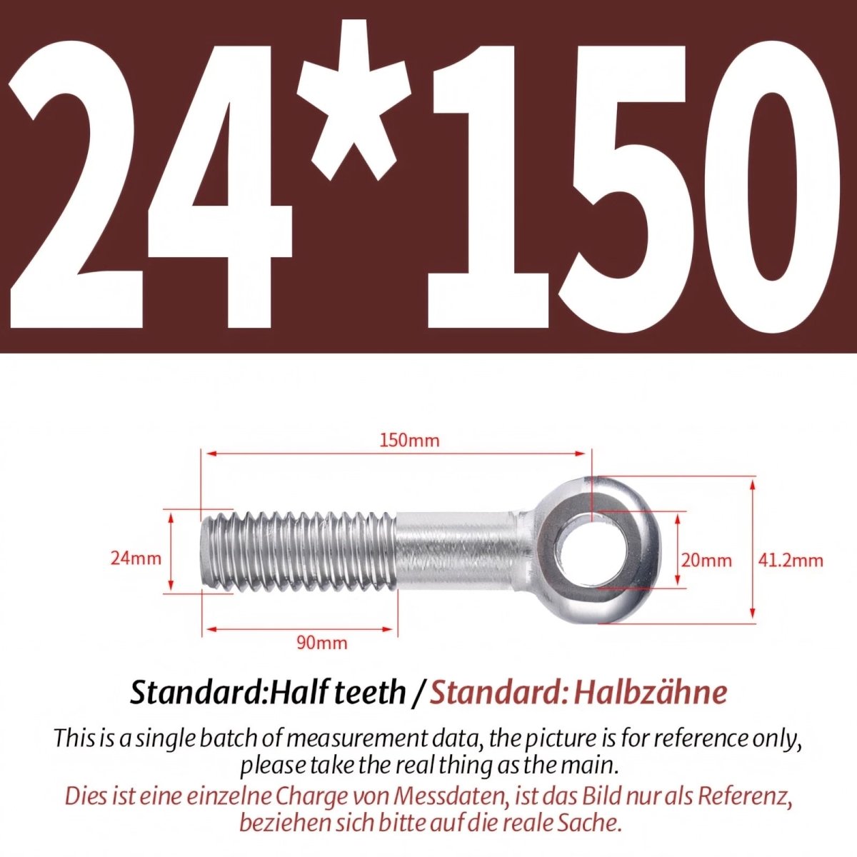 M20/M24 Stainless Steel A2 Eye Bolts – Threaded Ring for Catenary Wire & Hanging - HomeDIYer