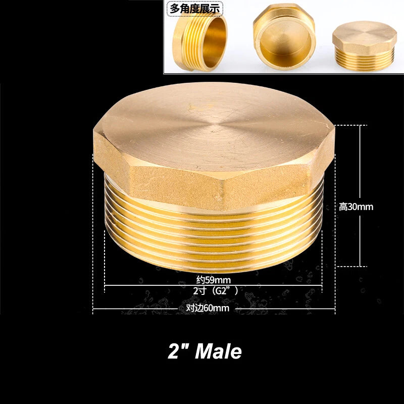 Brass BSP Blanking Cap Plug — 1/8" to 2" Male & Female Stop End with Washer