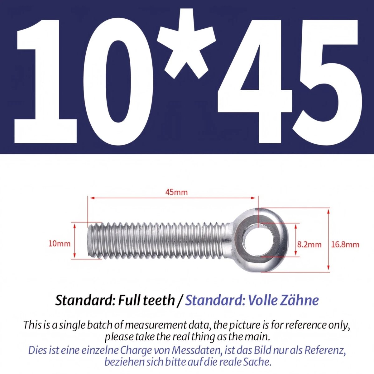 M8 M10 Stainless Steel Eye Bolts A2 — Threaded Ring Screws for Catenary Wire & Hanging - HomeDIYer