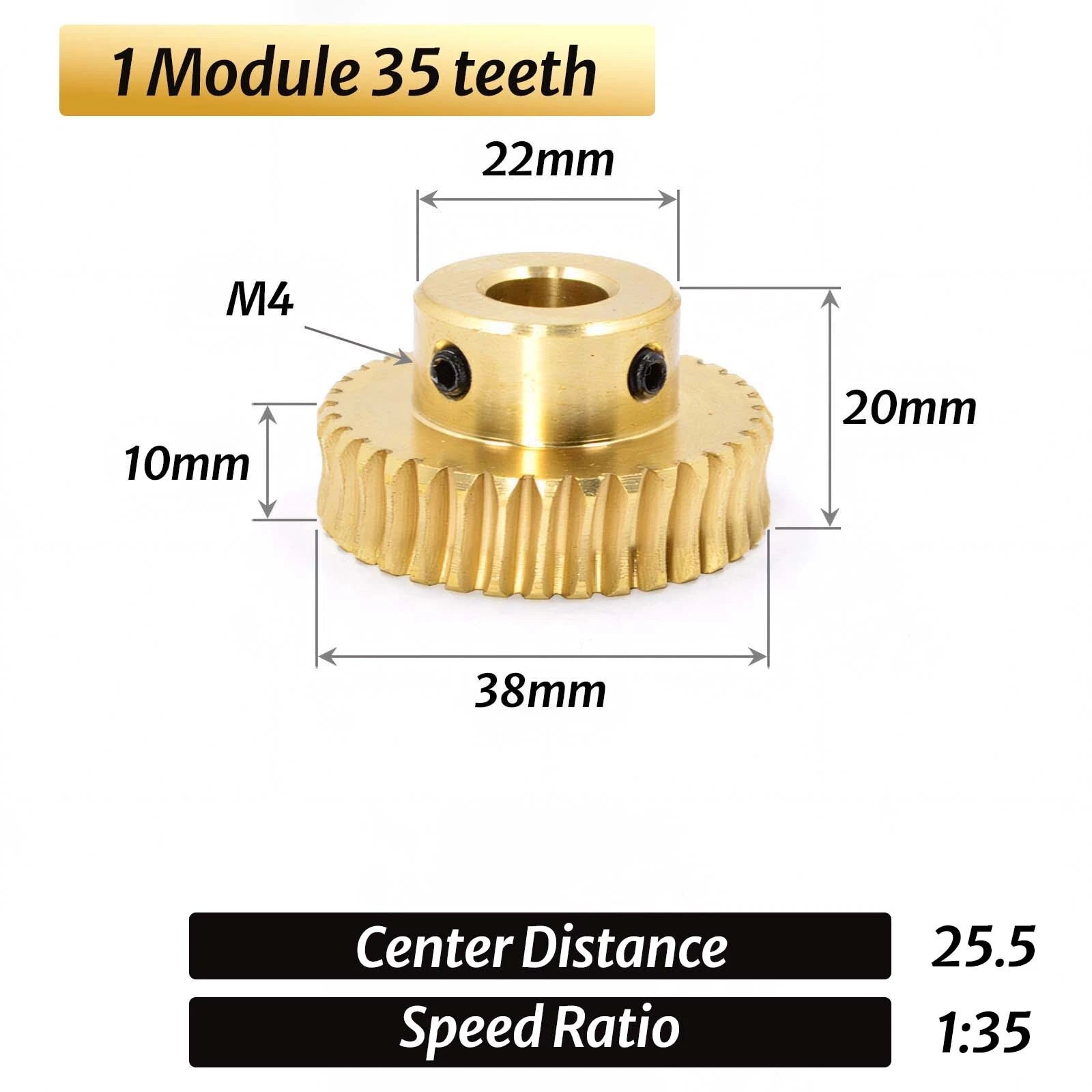 0.5/0.8/1/1.5 Module 20T to 60T Gear Copper Worm Wheel Gear & Worm Gear Shaft