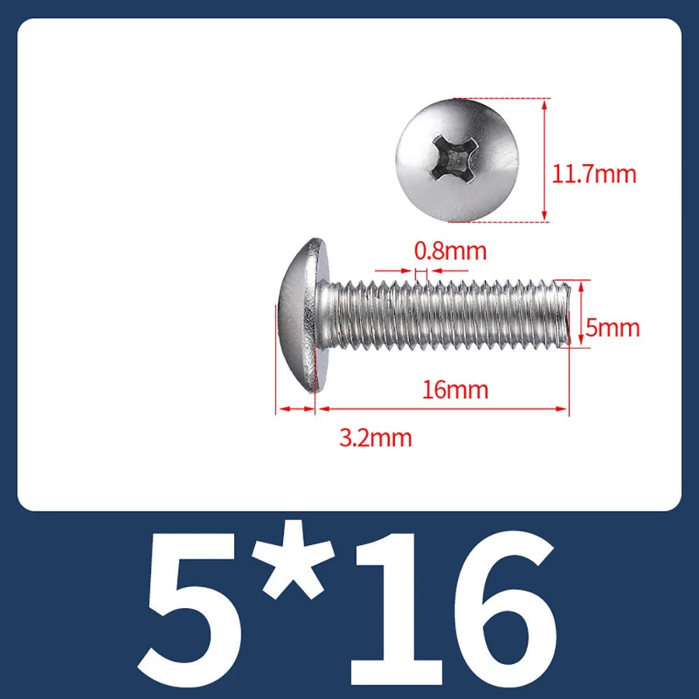 M4-M8 Phillips Truss Head Machine Screw Large Flat Head Screws Stainless Steel