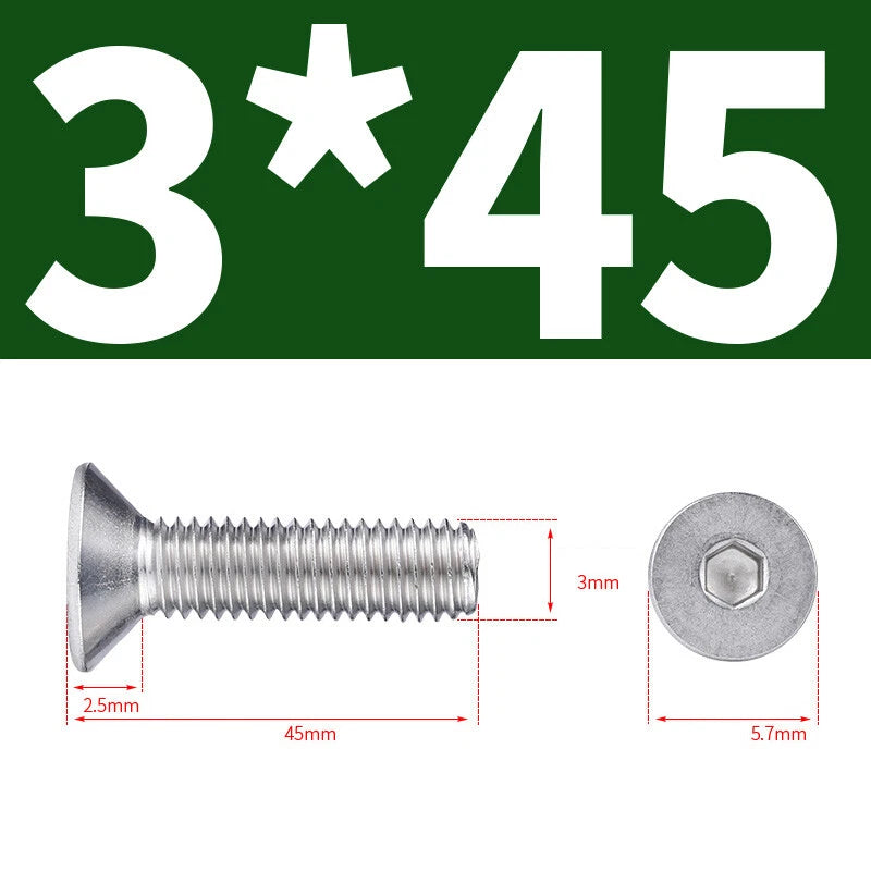 Allen Countersunk Head Screws V4A Steel Hexagon Socket Flat Head Machine Screw