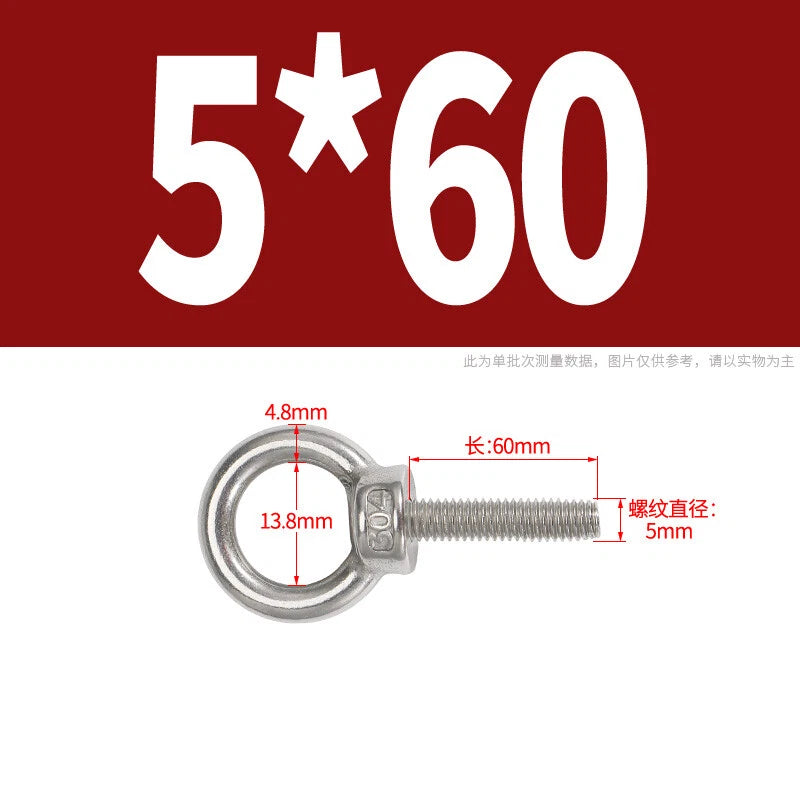 Lifting Eye Bolts A2 304 Stainless Steel M4 M5 M6 M8 M10 M12 M14 M16 M18 M20 M24