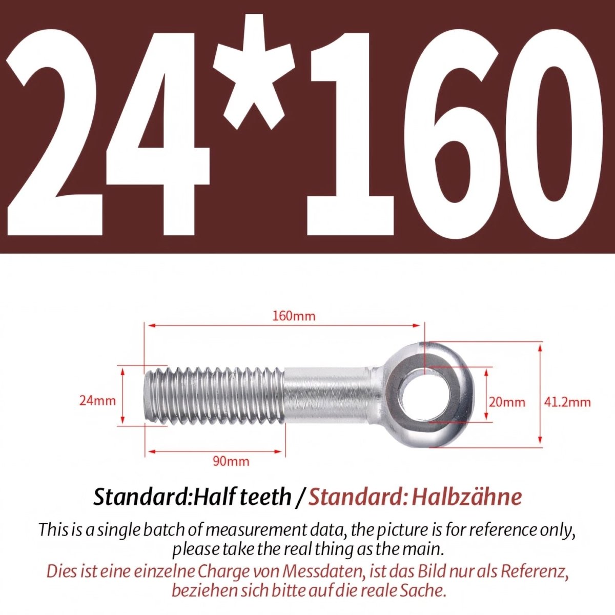 M20/M24 Stainless Steel A2 Eye Bolts – Threaded Ring for Catenary Wire & Hanging - HomeDIYer