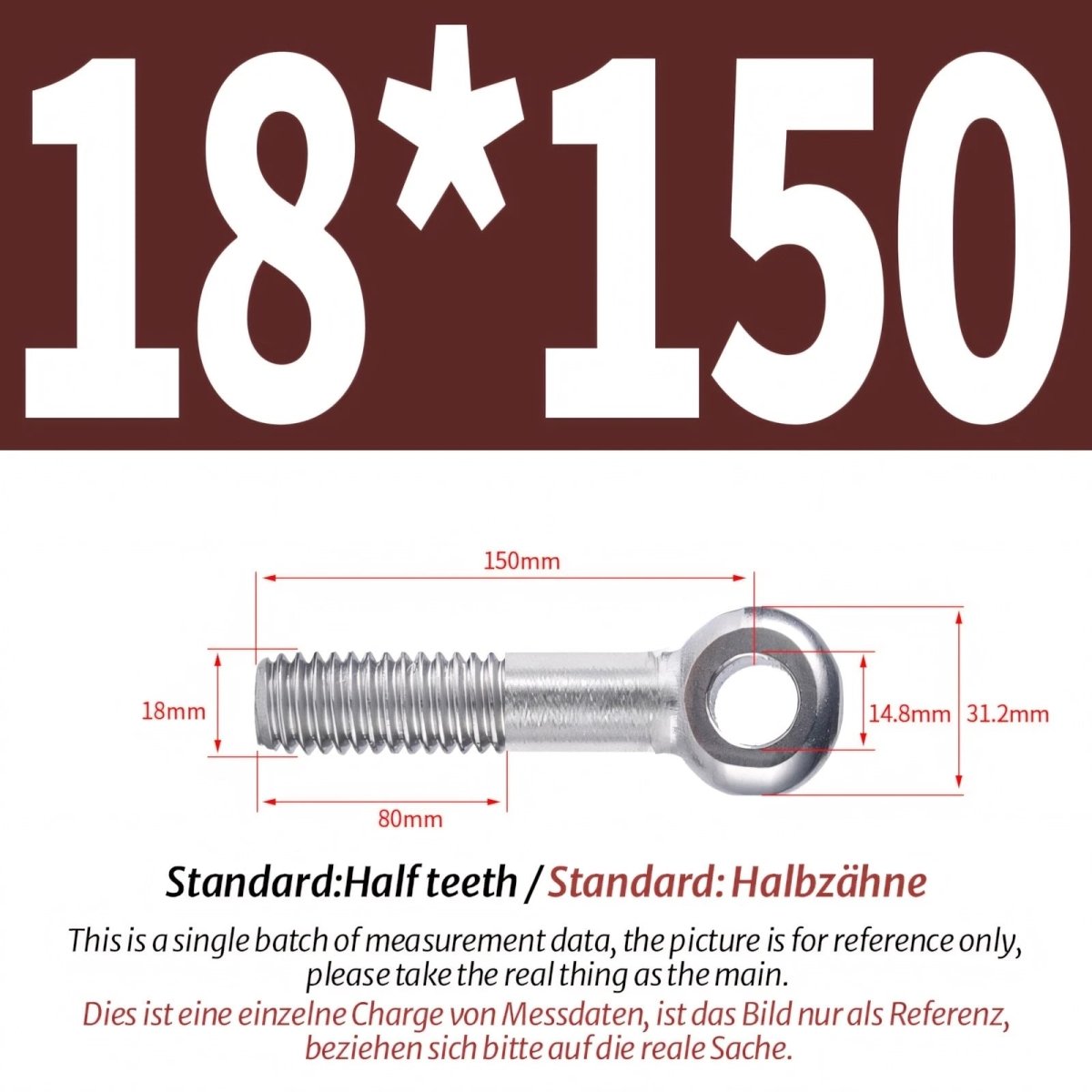 M16 M18 Stainless Steel A2 Eye Bolts – Threaded Ring for Catenary Wire & Hanging - HomeDIYer
