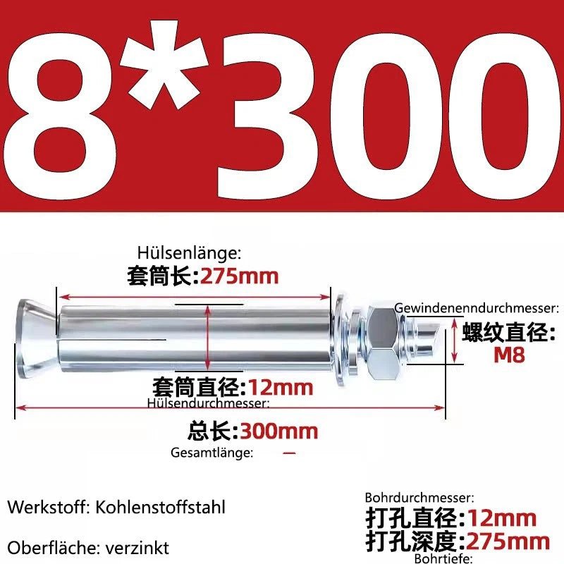 Sleeve Anchor Expansion Bolts for Concrete – Galvanised Carbon Steel M6 to M20 - HomeDIYer