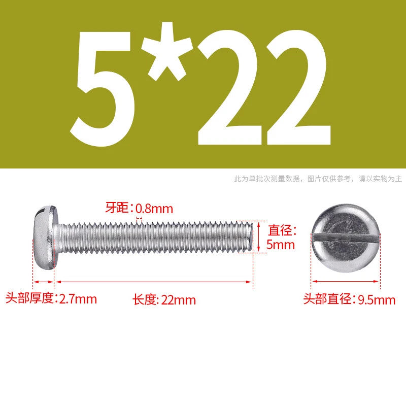 M4 M5 M6 M8 M10 A2 Stainless Steel Machine Screws - Slotted Pan Head Bolts DIN85