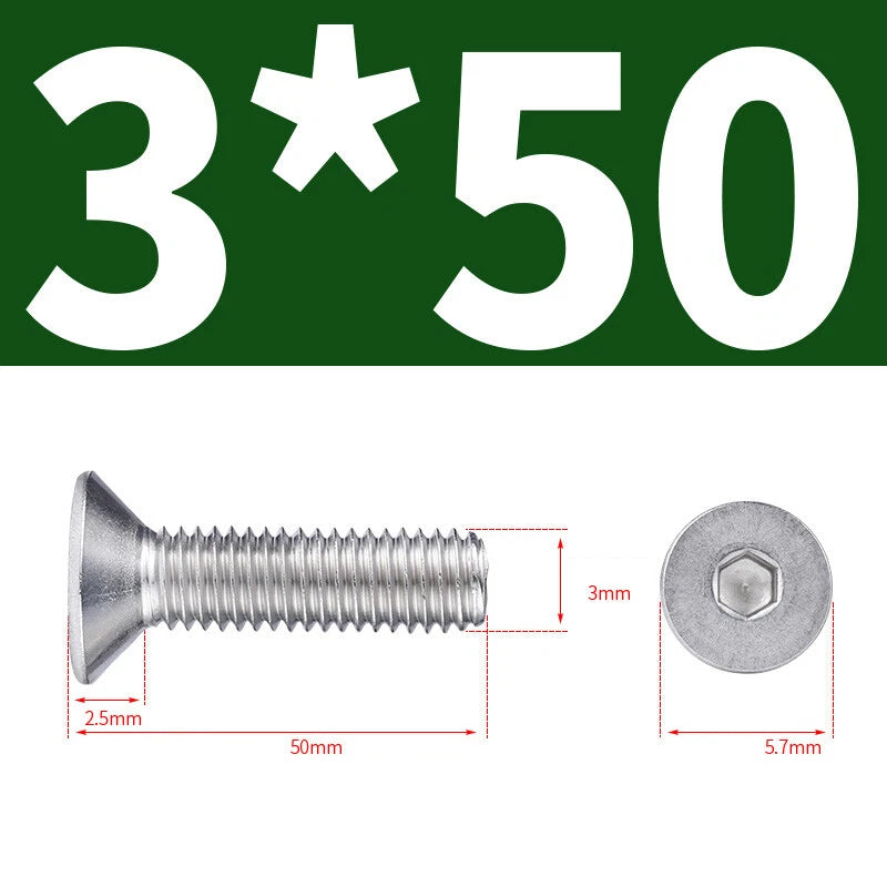 Allen Countersunk Head Screws V4A Steel Hexagon Socket Flat Head Machine Screw
