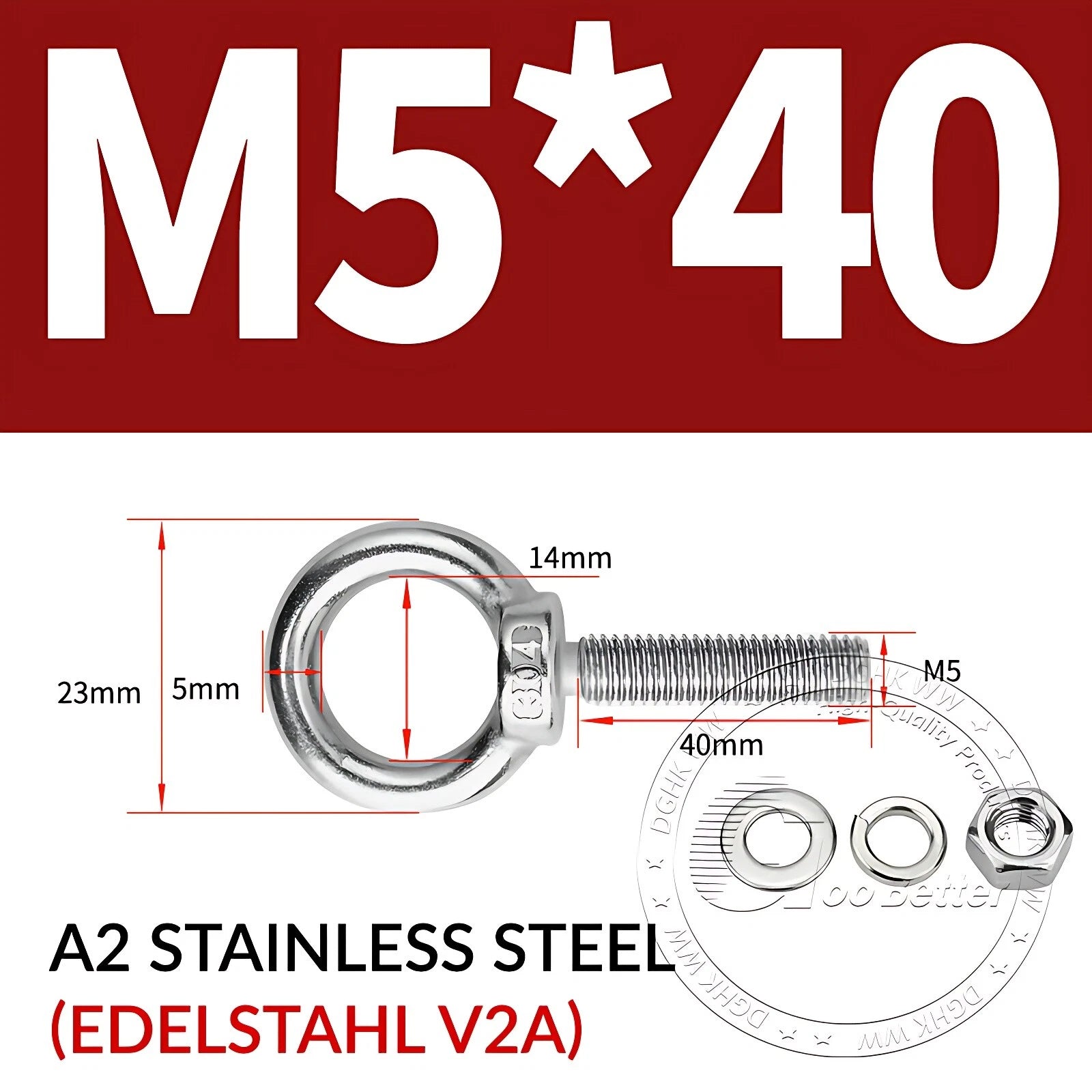 LIFTING EYE BOLTS NUTS & WASHERS A2 STAINLESS STEEL M3 M4 M5 M6 M8 M10 M12 - M30