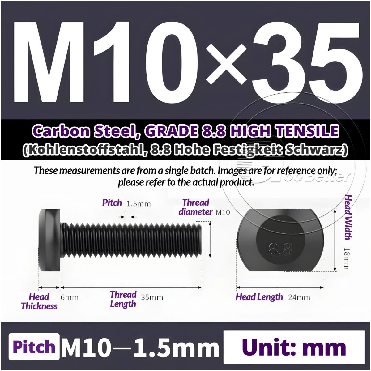 T - Slot Bolts M6 to M20 | Grade 8.8 High Tensile | T - Track Bolts 16mm–500mm - HomeDIYer