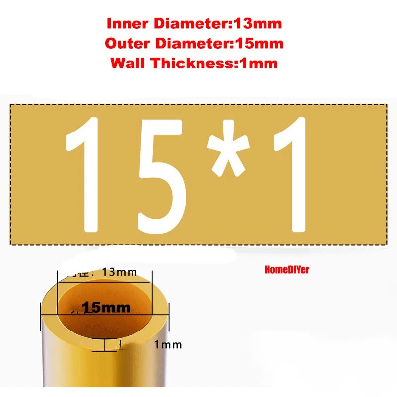 H62 Brass Round Tube — OD 2mm–100mm, Wall 0.5mm–4mm, 200mm Length
