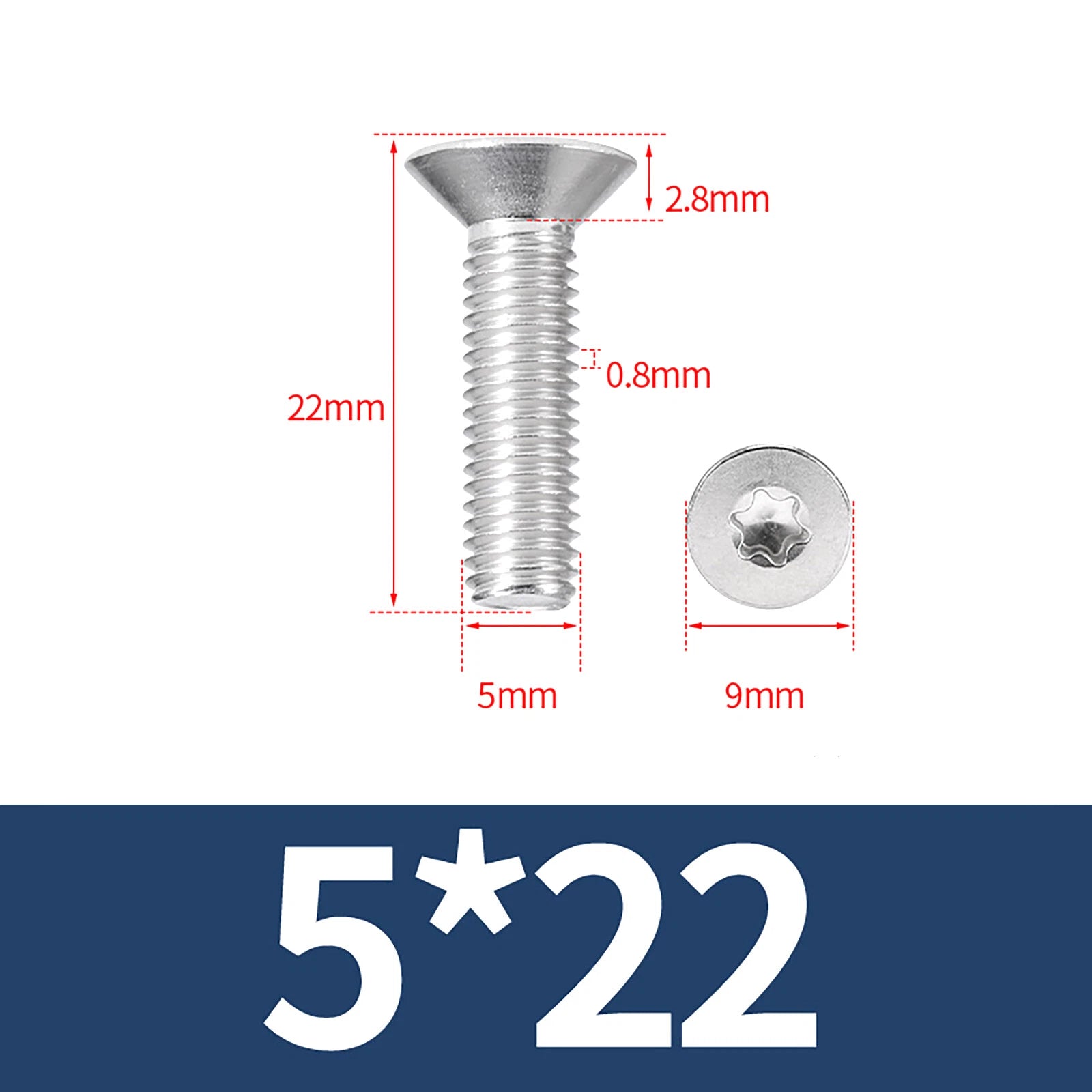 M2- M12 Torx Countersunk Machine Screws Six Lobe Bolts A2 Stainless Steel