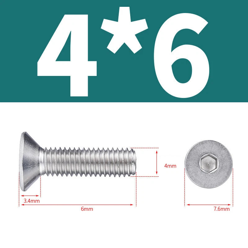 Allen Countersunk Head Screws V4A Steel Hexagon Socket Flat Head Machine Screw