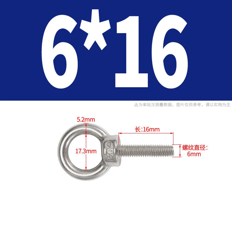 Lifting Eye Bolts A2 304 Stainless Steel M4 M5 M6 M8 M10 M12 M14 M16 M18 M20 M24
