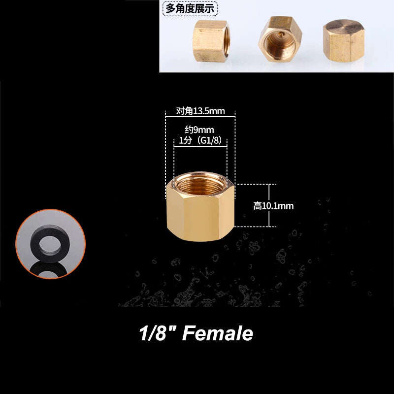 Brass BSP Blanking Cap Plug — 1/8" to 2" Male & Female Stop End with Washer
