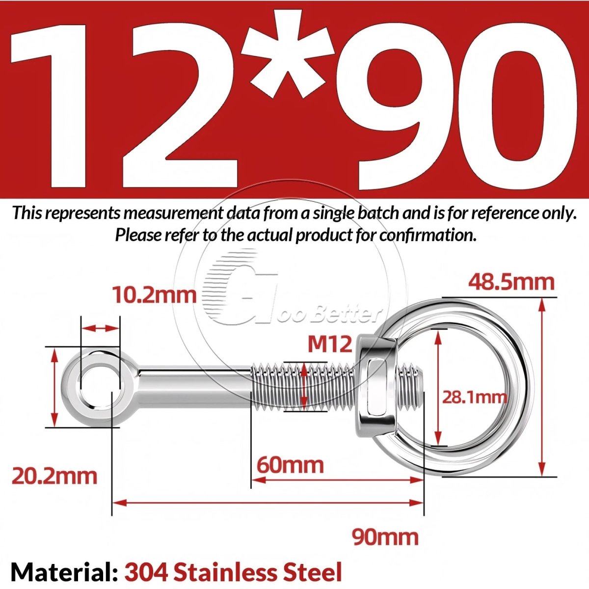 M10 M12 M14 Stainless Steel Eye Bolt & Eye Nut Set — A2 - 304, Threaded Lifting Ring - HomeDIYer