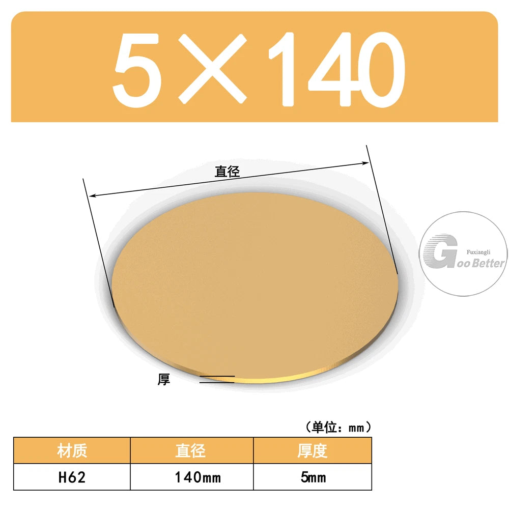 H62 Brass Solids Discs Blanks Metal Round Sheets OD10mm to 200mm Thick 5mm 6mm