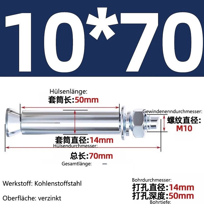Sleeve Anchor Expansion Bolts for Concrete – Galvanised Carbon Steel M6 to M20 - HomeDIYer