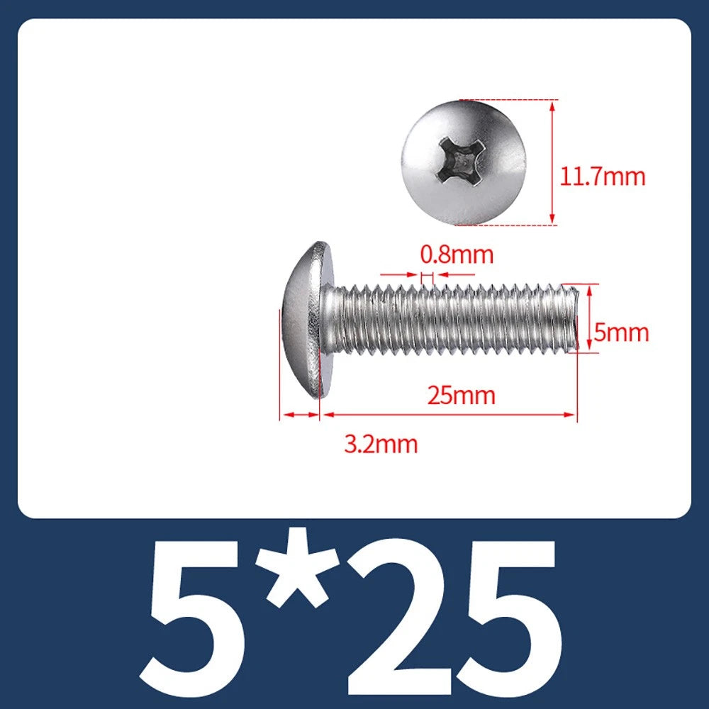 M4-M8 Phillips Truss Head Machine Screw Large Flat Head Screws Stainless Steel