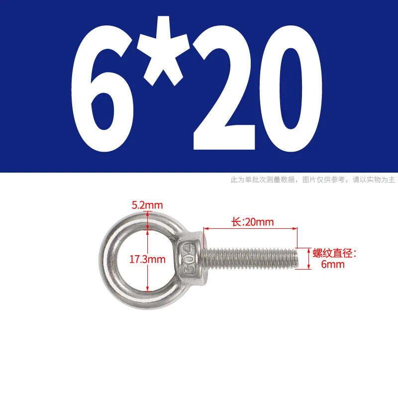 Lifting Eye Bolts A2 304 Stainless Steel M4 M5 M6 M8 M10 M12 M14 M16 M18 M20 M24