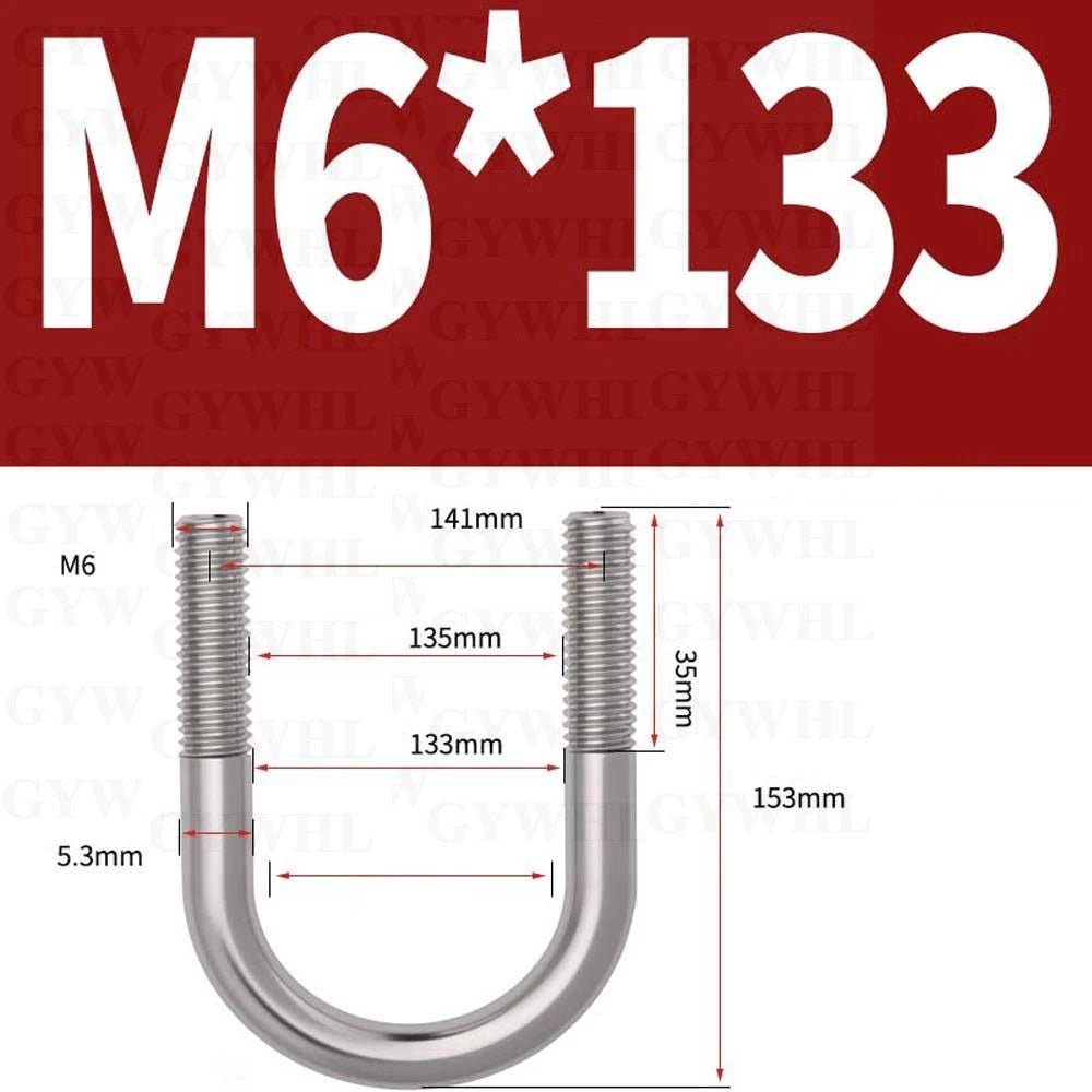 Marine Grade Round Bend U - Bolts — A2 & A4 Stainless Steel, M6 to M20 - HomeDIYer