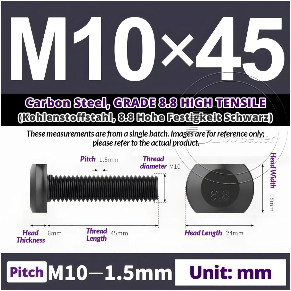 T - Slot Bolts M6 to M20 | Grade 8.8 High Tensile | T - Track Bolts 16mm–500mm - HomeDIYer