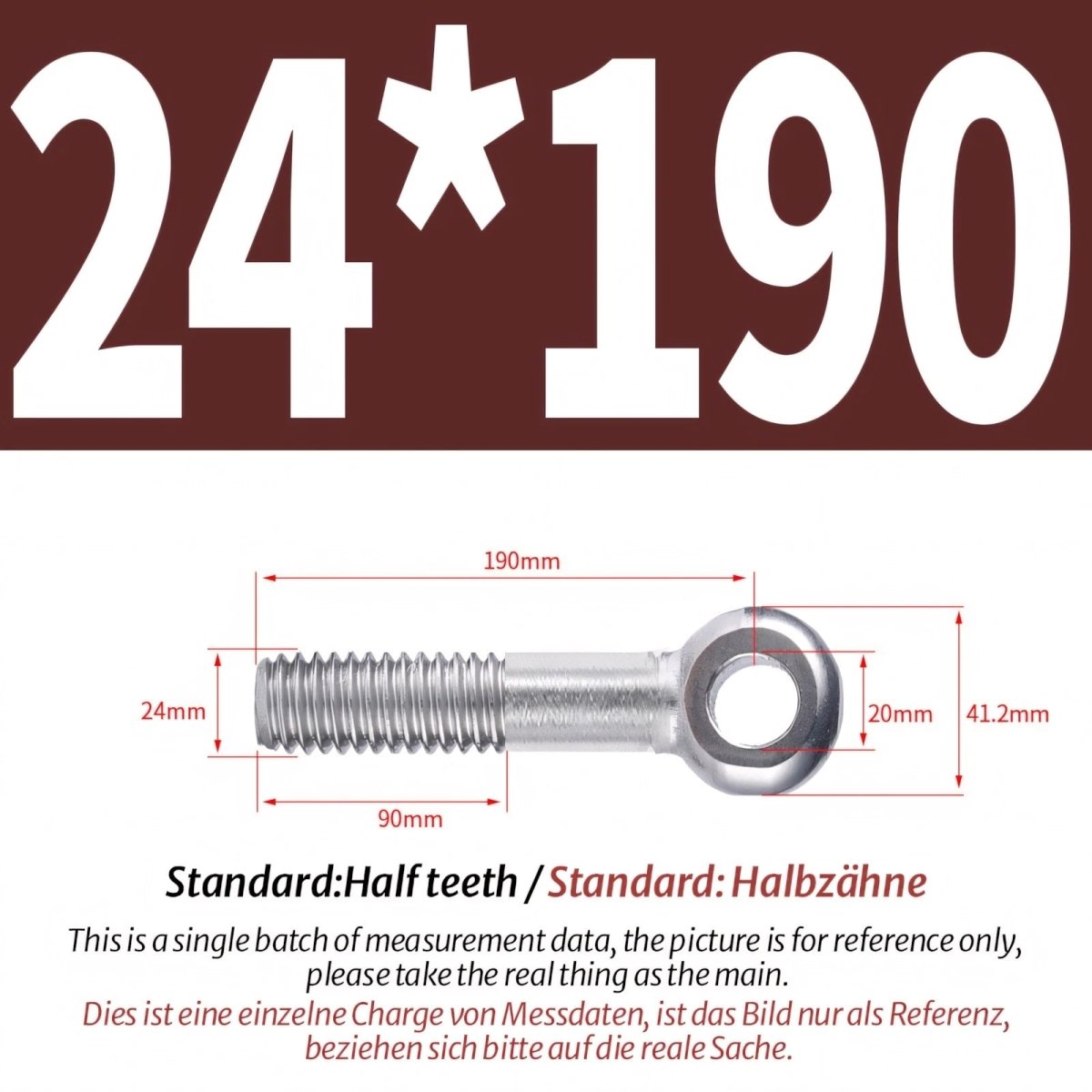 M20/M24 Stainless Steel A2 Eye Bolts – Threaded Ring for Catenary Wire & Hanging - HomeDIYer