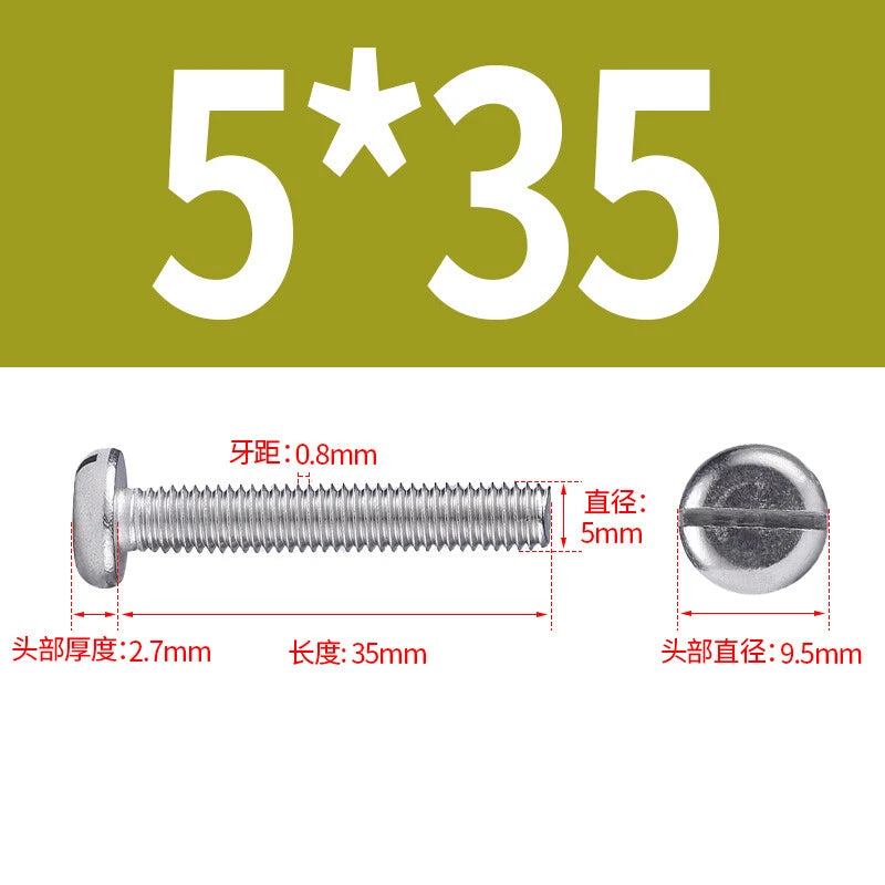M4 M5 M6 M8 M10 A2 Stainless Steel Machine Screws - Slotted Pan Head Bolts DIN85