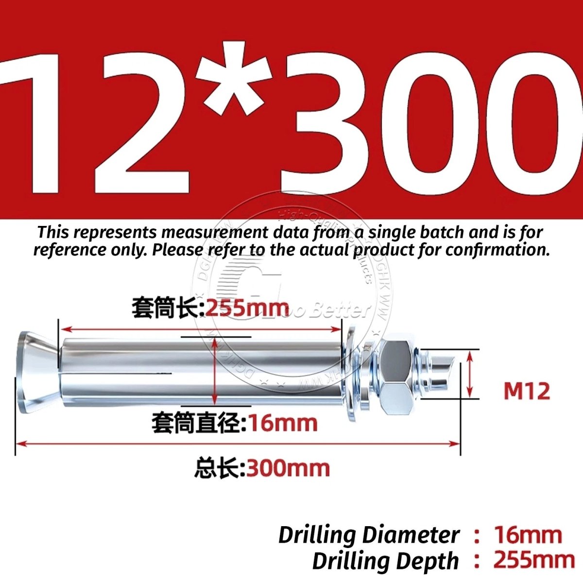 Concrete Expansion Anchor Bolts M6–M20, Extra Long Masonry Wall Screws – Iron Blue White Zinc / Iron - colour Zinc - HomeDIYer