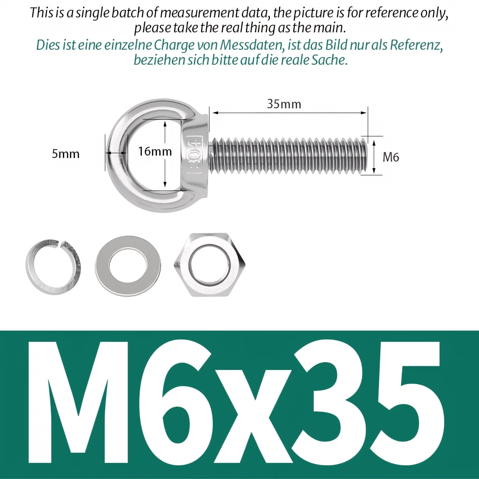 M3 M4 M5 - M20 Eye Bolts Kit Screws Nut Washer Long Boat Stainless Steel A2 304