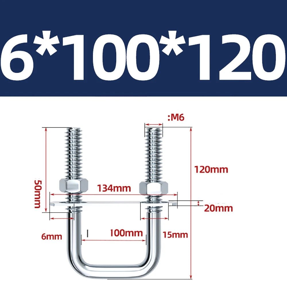 Square U - Bolts with Plate and Nuts – M6 M8 M10 M12 Zinc Plated, Trailer & Pipe Clamp Fasteners - HomeDIYer