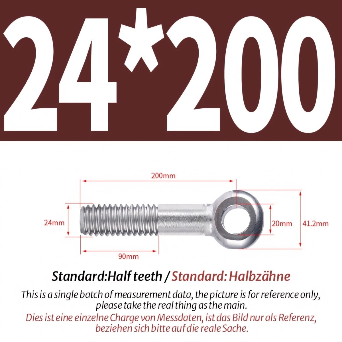M20/M24 Stainless Steel A2 Eye Bolts – Threaded Ring for Catenary Wire & Hanging - HomeDIYer