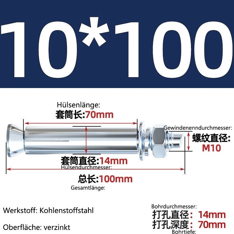 Sleeve Anchor Expansion Bolts for Concrete – Galvanised Carbon Steel M6 to M20 - HomeDIYer