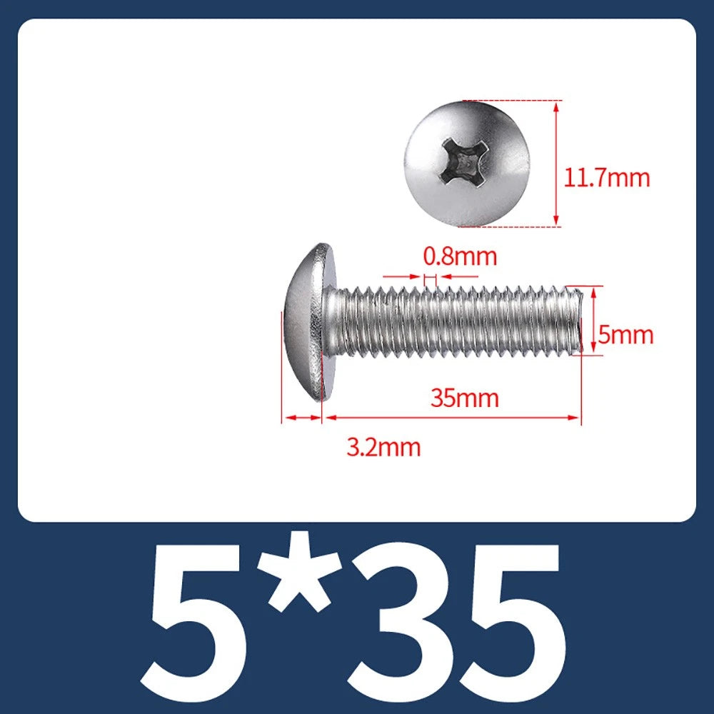 M4-M8 Phillips Truss Head Machine Screw Large Flat Head Screws Stainless Steel