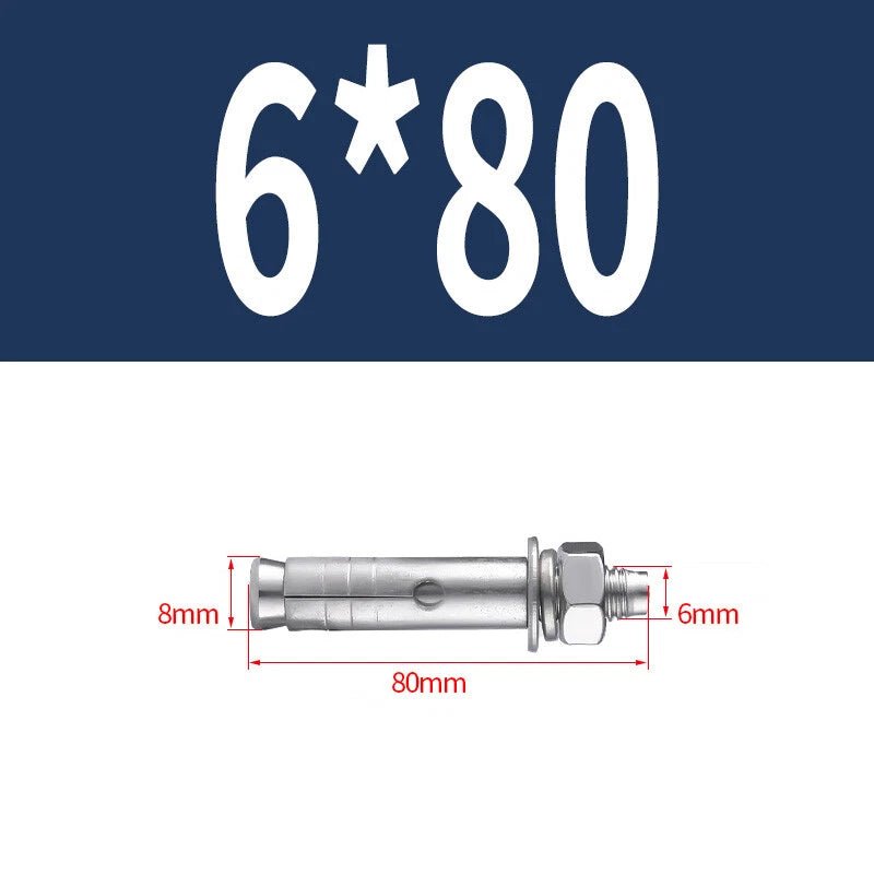 Hex Nut Expansion Sleeve Anchor Bolts — M6 to M20, Galvanized & Stainless Steel - HomeDIYer