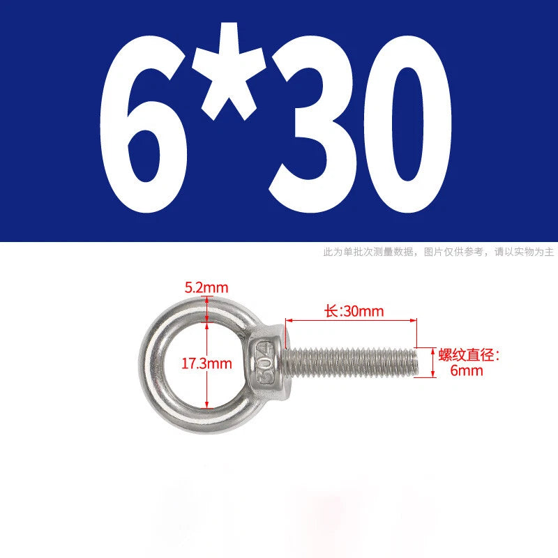Lifting Eye Bolts A2 304 Stainless Steel M4 M5 M6 M8 M10 M12 M14 M16 M18 M20 M24