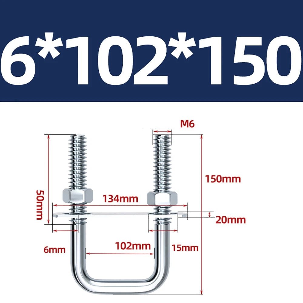 Square U - Bolts with Plate and Nuts – M6 M8 M10 M12 Zinc Plated, Trailer & Pipe Clamp Fasteners - HomeDIYer