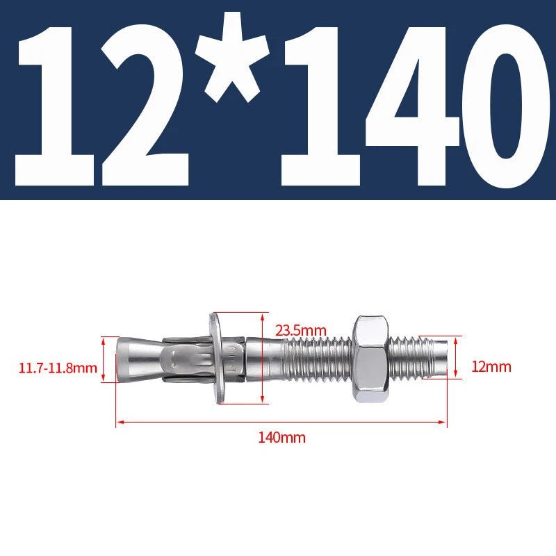 Stainless Steel Through Bolts – Wall Expansion Anchor Bolts M6 M8 M10 M12 M16 - HomeDIYer