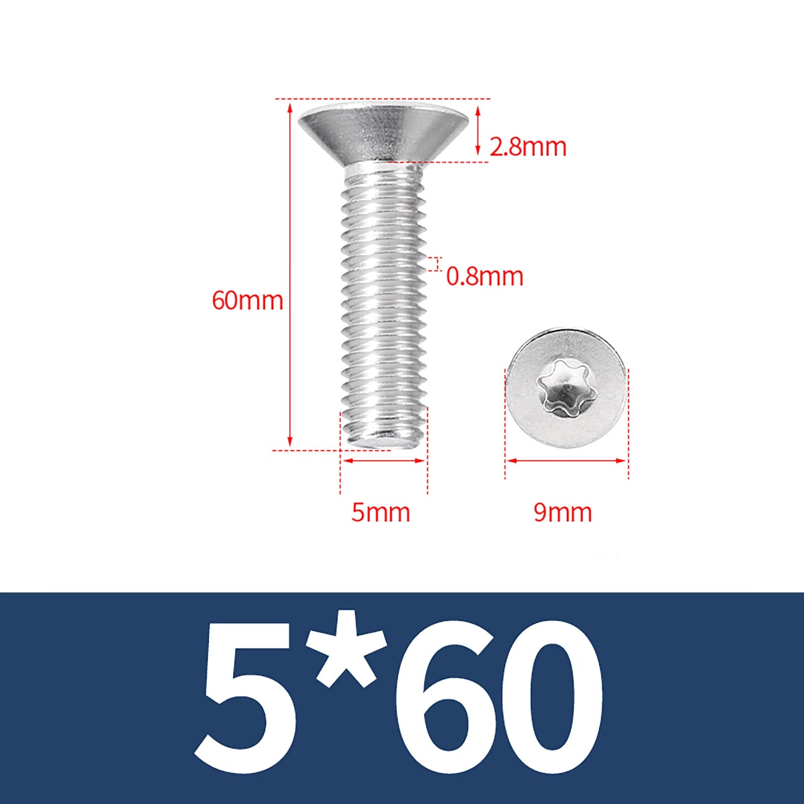 M2- M12 Torx Countersunk Machine Screws Six Lobe Bolts A2 Stainless Steel