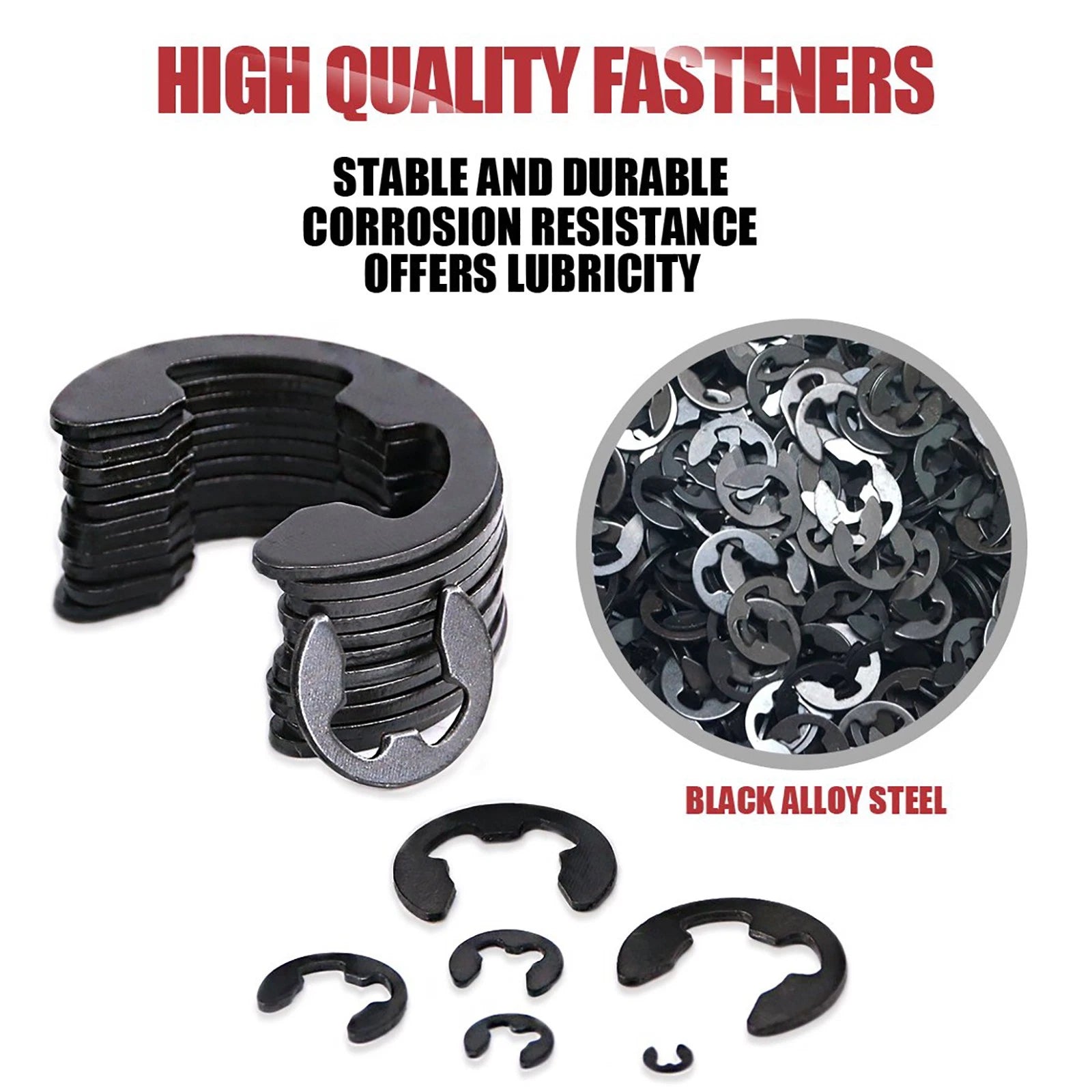 1490-Pcs E-Clip Circlip External Retaining Ring Assortment Set - 1.2mm to 22mm