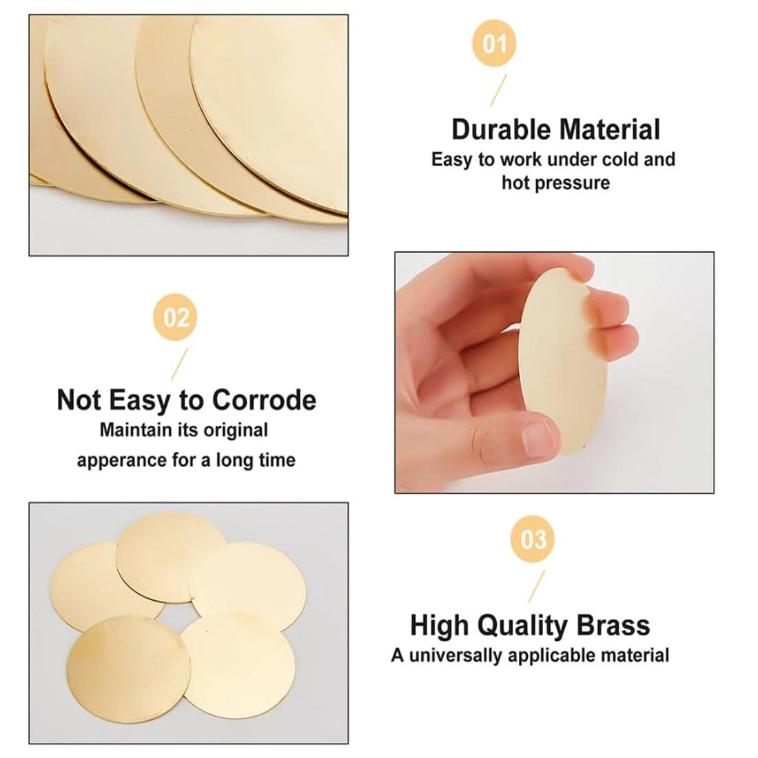 H62 Solids Brass Discs Blanks Metal Round Sheets OD 10-300mm Thick 0.3/0.5mm~4mm