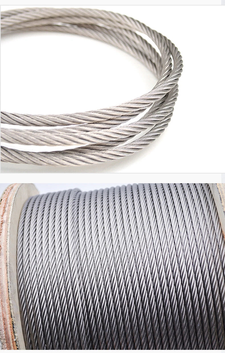 Stainless Steel A2 304 Wire Rope Lifting Metal Cable Rigging 0.3mm 0.4mm to 20mm