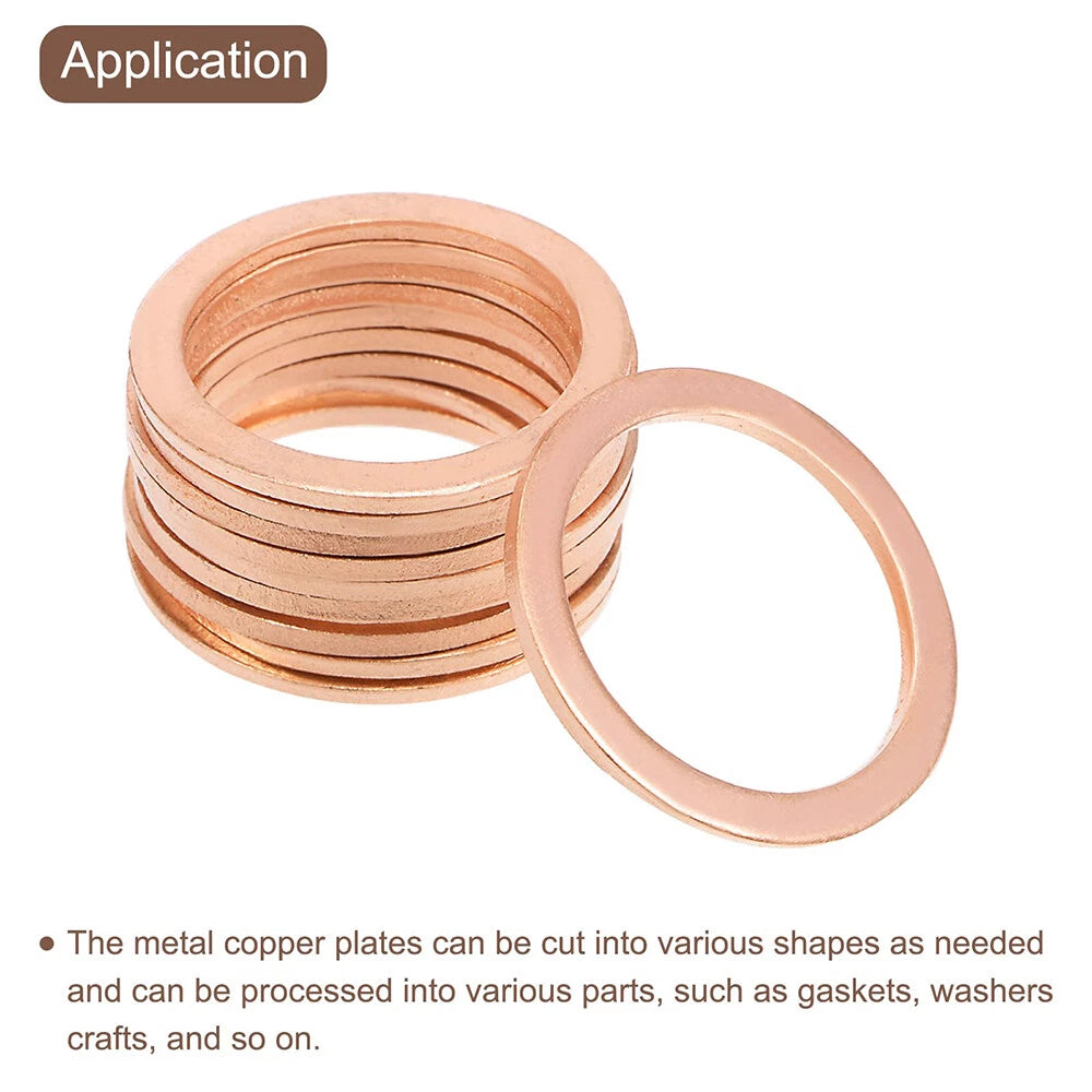 Solid Pure Copper Discs Blanks Round Plate Metal Sheet 0.5-5mm Thick 1-200mm Dia