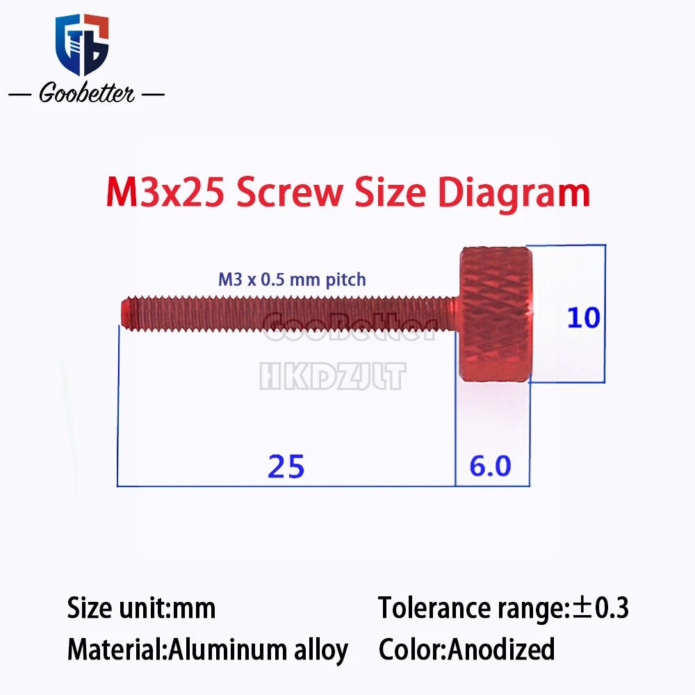 M3 Knurled Thumb Screws – Aluminum Anodized, Colorful, M3 x 20–50 mm - HomeDIYer
