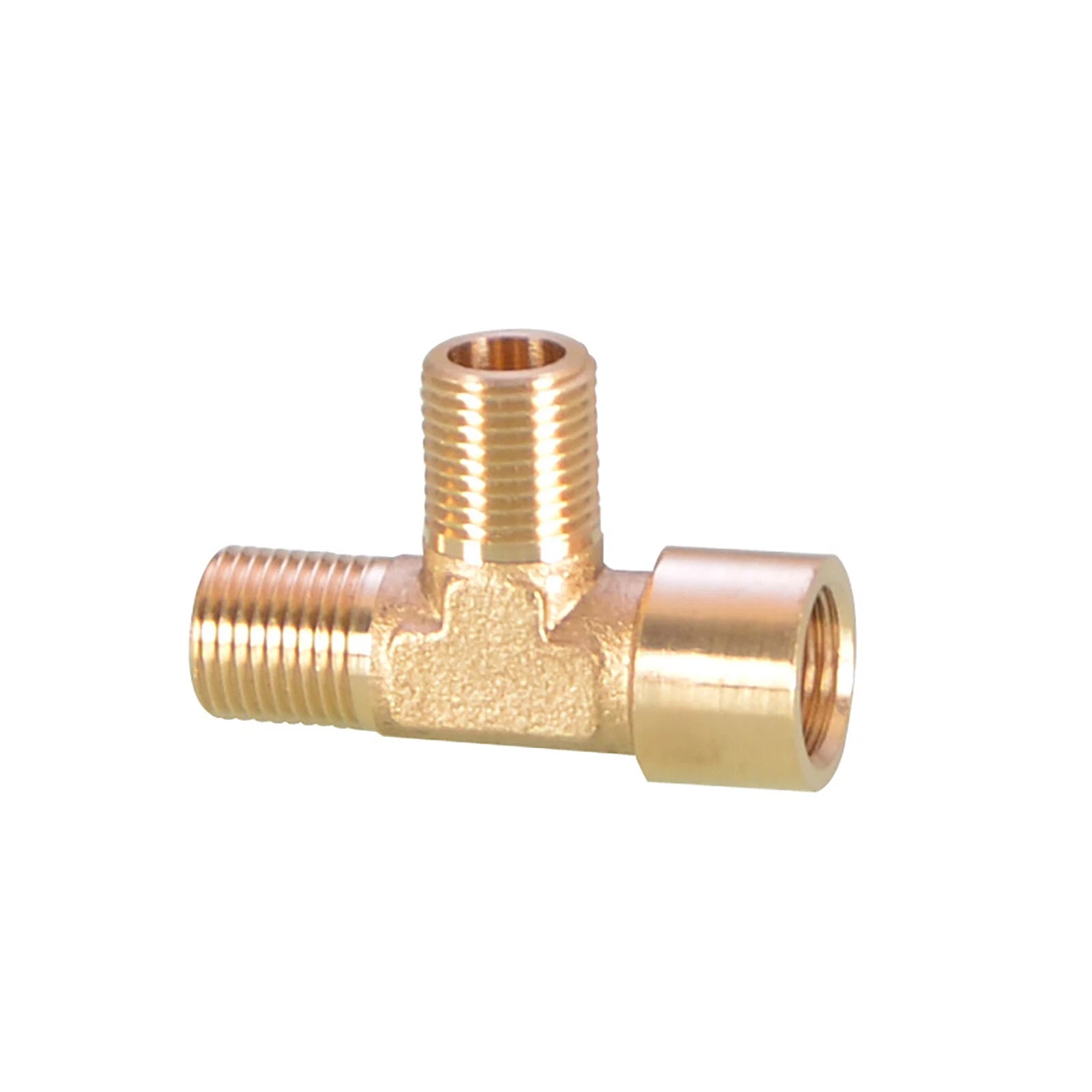 BSP Brass Tee Pipe Fittings — Male & Female Thread Combinations, 1/8" to 3/8"